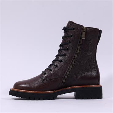 Paul Green Laced Military Ankle Boot - Chocolate